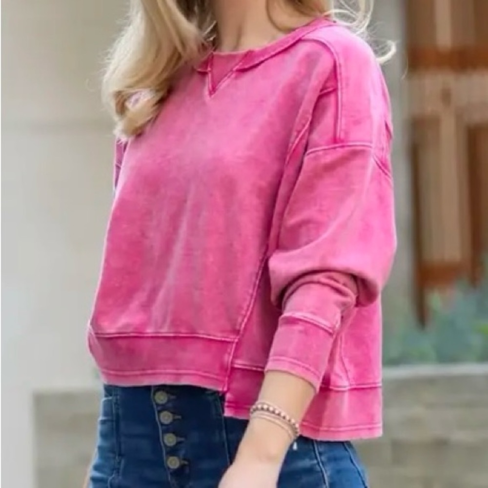 French Terry Acid Wash Pullover